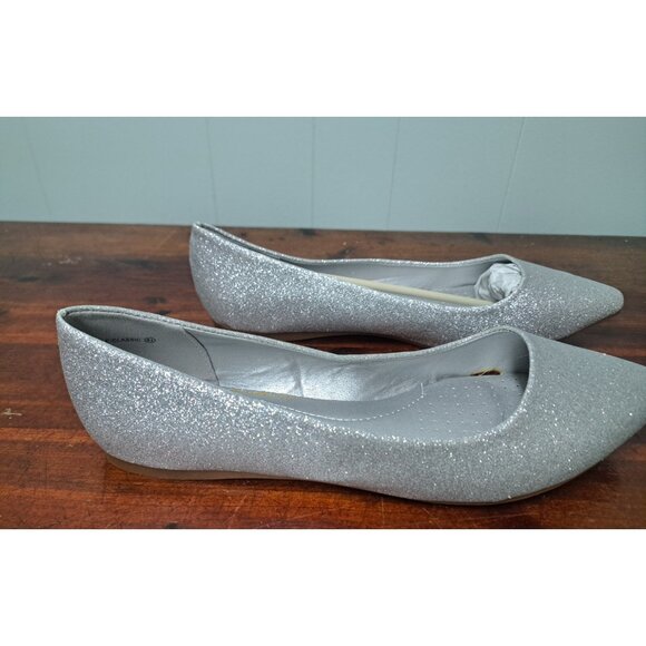 Dream Pairs Silver Glitter Pointed Toe Slip On Ballet Flats Dress Shoes 8.5 - Picture 4 of 6